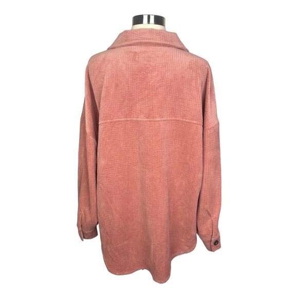Ci Sono Outerwear Soft Corduroy Button Down Shacket - Mauve - Size Medium - Picture 3 of 6